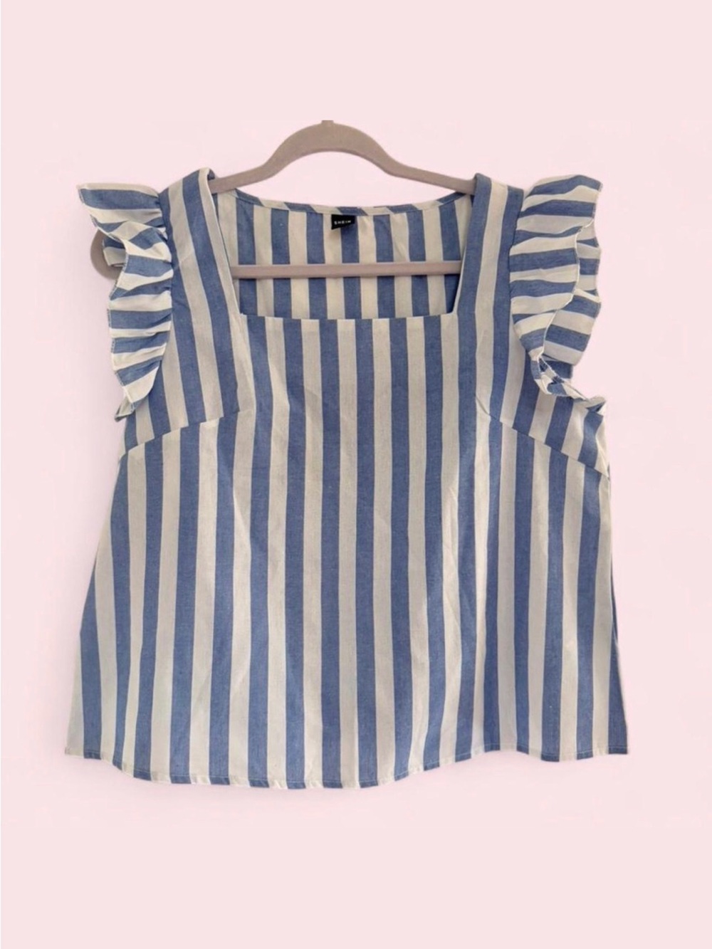 blue and white striped SHEIN top